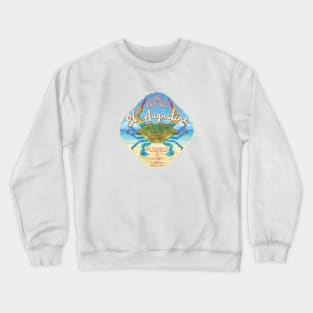 St. Augustine, Florida, with Blue Crab on Beach Crewneck Sweatshirt